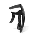D’Addario Guitar Capo – NS Tri Action - For 6-String Electric and Acoustic Guitars – Micrometer Tension Adjustment for Buzz-Free, In-Tune Performance – Integrated Pick Holder, Black (PW-CP-09)