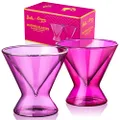 Dragon Glassware x Barbie Stemless Martini Glasses - 7 oz Pink and Magenta Martini Glasses Set of 2 - Double Wall Insulated Cocktail Glass Set - As Seen in Barbie The Movie