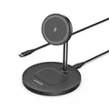 Anker Wireless Charging Stand, PowerWave 2-in-1 Magnetic Stand Lite with USB-C Cable, Compatible with iPhone 15/15 Pro/15 Plus/15 Pro Max/14/13 and AirPods 2/Pro - No AC Adapter Included