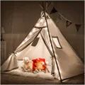 Teepee Tent for Girls, Boys - Deluxe Set with Smores-Campfire, Fairy Lights, Super Thick Fabric | Kids Love This Luxury Tipi for Indoor Reading, Imaginative Pretend Play | for Children, Toddlers