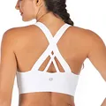 RUNNING GIRL Sports Bra for Women, Criss-Cross Back Padded Strappy Sports Bras Medium Support Yoga Bra with Removable Cups(WX2353.White.XL)