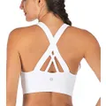RUNNING GIRL Sports Bra for Women, Criss-Cross Back Padded Strappy Sports Bras Medium Support Yoga Bra with Removable Cups(WX2353.White.XL)