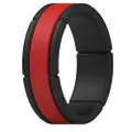 ThunderFit Silicone Rings for Men 1 Ring - Middle Layer Rubber Wedding Bands(Black-Dark Red, 13.5-14 (23mm))