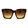 Womens Boyfriend Style XXL Oversize Horned Rim Thick Plastic Sunglasses, All Tortoise, 6" 153mm W x 2 9/16" 66mm H