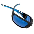 FORCEFLEX FF500 Heat | Flexible, Unbreakable Sports and Running Sunglasses for Men and Women, Blue on Black, Medium