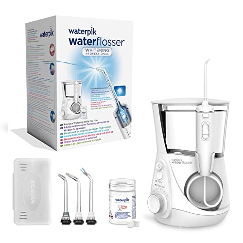 Waterpik Whitening Professional Water Flosser (1 month Whitening tablets supply) - White Edition (SG 2-Pin Bathroom Plug)