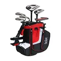 MacGregor Golf CG3000 Stainless Steel Irons Golf Club & Stand Bag Half Package Set, Mens Right Hand, Black/Red