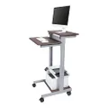 Stand Up Desk Store Rolling Adjustable Height Two Tier Standing Desk Computer Workstation (Silver Frame/Dark Walnut Top, 24" Wide)