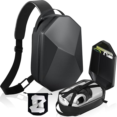 annapro Carrying Case for Meta Quest 3/Quest 2/Vision Pro/Pico 4, Hard Travel Case Compatible with Kiwi Design/BOBOVR Elite Battery Strap and Controllers Accessories, Crossbody Shoulder Backpack