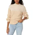 Cable Stitch Women's Two Tone Mock Neck Sweater Marled Camel X-Large