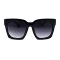 Womens Boyfriend Style XXL Oversize Horned Rim Thick Plastic Sunglasses, Dark Navy Smoke, 6" 153mm W x 2 9/16" 66mm H