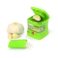Kitchen Innovations Garlic-A-Peel Garlic Press, Crusher, Cutter, Mincer, and Storage Container - Includes Silicone Garlic Peeler - Easy to Clean - Stainless Steel Blades – (Green), standard