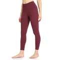 Colorfulkoala Women's Buttery Soft High Waisted Yoga Pants 7/8 Length Leggings, Wine Red, X-Large