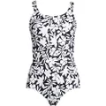 Lands' End Women's Plus Size DD-Cup Chlorine Resistant Scoop Neck Soft Cup Tugless Sporty One Piece Swimsuit, Black Havana Floral, 2