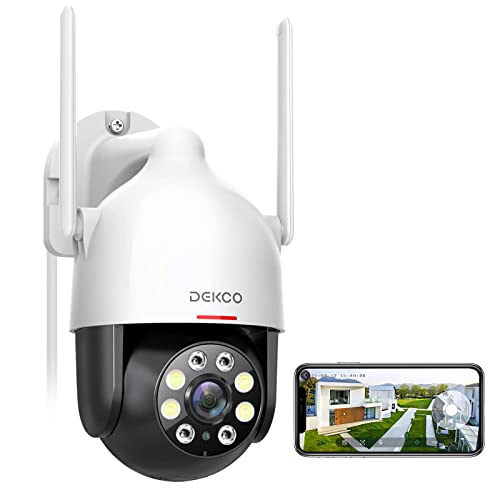 DEKCO 2K Security Camera Outdoor/Home,WiFi Outdoor Cameras Pan-Tilt 360° View,3MP Dome Surveillance with Motion Detection & Siren,2-Way Audio,Full Color Night Vision,Waterproof,Black & white (DC5L)