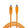 Tether Tools CUC2415-ORG TetherPro USB-C to USB 2.0 Mini-B 5-Pin Cable, 15' Length, High-Visibility Orange