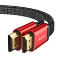 JSAUX 4K HDMI Cable 10ft, Flat Slim HDMI 2.0 Cable High Speed 18Gbps HDMI to HDMI Cord Support 3D, 4K@60Hz, 2160P, HD 1080P, Audio Return(ARC) Ethernet Compatible with UHD TV, Playstation PS4 PS3-Red