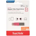 SanDisk SDIX40N-064G-GN6NH iXpand Mini Flash Drive 64GB USB3.0 for iPhone and iPad, Pink, 64GB