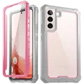 Poetic Guardian Case [6FT Mil-Grade Drop Tested] Designed for with Samsung Galaxy S21+ Plus 5G 6.7" (2021), Built-in Screen Protector Work with Fingerprint ID, Full Body Shockproof Case, Pink/Clear