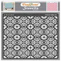 CrafTreat Tile Stencils for Painting Flower Pattern - Tile Flowers - 12x12 Inches - Reusable DIY Art and Craft Stencils - Floor Tile Stencils - Moroccan Tile Wall Decor - Tile Stencil Mandala
