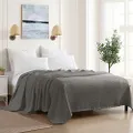 Sweet Home Collection 100% Fine Cotton Luxurious Basket Weave Blanket, Dark Gray King (Pack of 1)