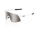 100% S3 Sport Performance Cycling Sunglasses (MATTE WHITE - HiPER Silver Mirror Lens)