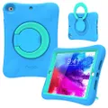 PEPKOO Kids Case for Apple iPad 9th 8th 7th Generation 10.2 inch 2021 2020 2019 – Lightweight Flexible Shockproof, Folding Handle Stand, Full Body Boy Girl Cover , Blue Mint