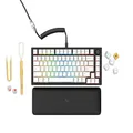 Glorious GMMK Pro Prebuilt (Black) - ANSI/USA Layout - Lubed Fox Linear Switches - PBT Keycaps (White) - High Profile Gasket Mounted Prebuilt Premium RGB 75% Keyboard
