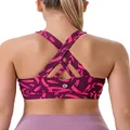 RUNNING GIRL Sports Bra for Women, Criss-Cross Back Padded Strappy Sports Bras Medium Support Yoga Bra with Removable Cups, A-freedom Red, Small
