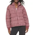 Levi's Women's Box Quilted Puffer Jacket, Faded Red Bandana, Large