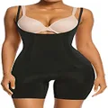 SHAPERX Tummy Control Shapewear for Women Seamless Colombianas Faja Bodysuit Open Bust Mid Thigh Body Shaper Shorts, SZ2490293-Black-2XL