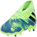adidas Men's Nemeziz 19.3 Laceless Turf Soccer Shoe, Signal Green/Black/Team Royal Blue, 11.5 Big Kid