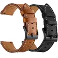 Olytop Galaxy Watch 5 Pro Bands 45mm, Galaxy Watch 6/4 Classic Band 47mm 46mm 43mm 42mm, Samsung Galaxy Watch 6/5/4/Acitve 2 Bands 44mm 40mm, 20mm Leather Wristband Replacement Strap Men, Black+Brown