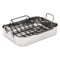 Anolon Triply Clad Stainless Steel Roaster/Roasting Pan with Rack - 17 Inch x 12.5 Inch, Silver