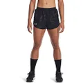 Under Armour Women's Fly By 2.0 Printed Running Shorts , Black (006)/Reflective , Medium