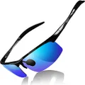 DUCO Mens Sports Polarized Sunglasses UV Protection Sunglasses for Men 8177s (Black Frame Revo Blue Lens)