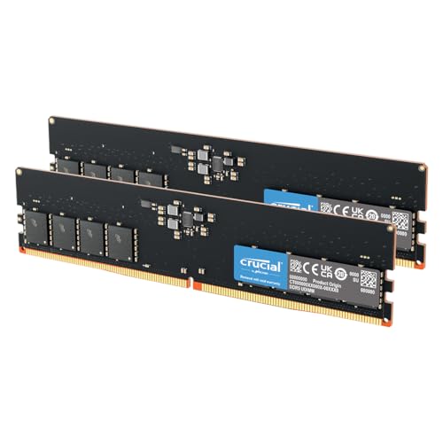 Crucial RAM 64GB Kit (2x32GB) DDR5 4800MHz CL40 Desktop Memory CT2K32G48C40U5, Black