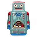 UK ROBOT LUNCH BOX | TIN | TOY STORAGE | BEDROOM DECOR & ORGANIZATION |, 9.6 x 3.3 x 6.4 in, Multicolored