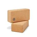 Manduka Cork Lean Yoga Block – Resilient Sustainable Material, Portable, Comfortable, Easy to Grip Fitness, Yoga Exercise & Pilates | 3" x 4" x 8.5" (Pack of 2)