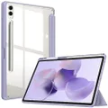 Fintie Hybrid Slim Case for Samsung Galaxy Tab S9 Plus 12.4 Inch 2023 Model (SM-X810/X816/X818) with S Pen Holder, Shockproof Cover with Clear Transparent Back Shell, Auto Wake/Sleep, Lilac Purple