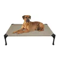 Veehoo Cooling Elevated Dog Bed, Portable Raised Pet Cot with Washable & Breathable Mesh, No-Slip Rubber Feet for Indoor & Outdoor Use, Large, Beige Coffee