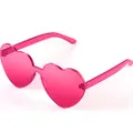 Maxdot Heart Shape Sunglasses Rimless Transparent Heart Glasses Colorful Party Favors, Deep Pink, Medium