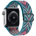 OHCBOOGIE Stretchy Solo Loop Strap Compatible with Apple Watch Bands 42mm 44mm 45mm ,Adjustable Stretch Braided Elastics Weave Nylon Women Men for iWatch Series7/6/5/4/3/2/1 SE,Green Arrow