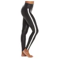 SPANX Womens Faux Leather Side Stripe Leggings, Very Black/White, Medium