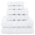 American Soft Linen 6-Piece 100% Turkish Genuine Cotton Premium & Luxury Towel Set for Bathroom & Kitchen, 2 Bath Towels, 2 Hand Towels & 2 Washcloths [Worth $72.95] - Bright White