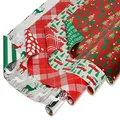 American Greetings 120 sq. ft. Reversible Christmas Wrapping Paper Bundle, Stripes, Polka Dots, Plaid, Reindeer, Trucks and Trees (4 Rolls 30 in. x 12 ft.)