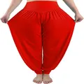 fitglam Women's Harem Pants Loose Casual Lounge Yoga Pants Plus Size Joggers Red