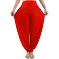 fitglam Women's Harem Pants Loose Casual Lounge Yoga Pants Plus Size Joggers Red