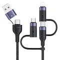 YOUSAMS PD 60W USB C Multi Fast Charging Cable Nylon Braided Cord 5-in-1 3A USB/C to Type C/Micro/Phone Fast Sync Charger Adapter Compatible with Laptop/Tablet