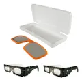 SEIC Clip-on Frame Solar Eclipse Glasses, CE and ISO Certified Eclipse Shades for Direct Sun Viewing, Bonus 2 Paper Glasses (Orange)